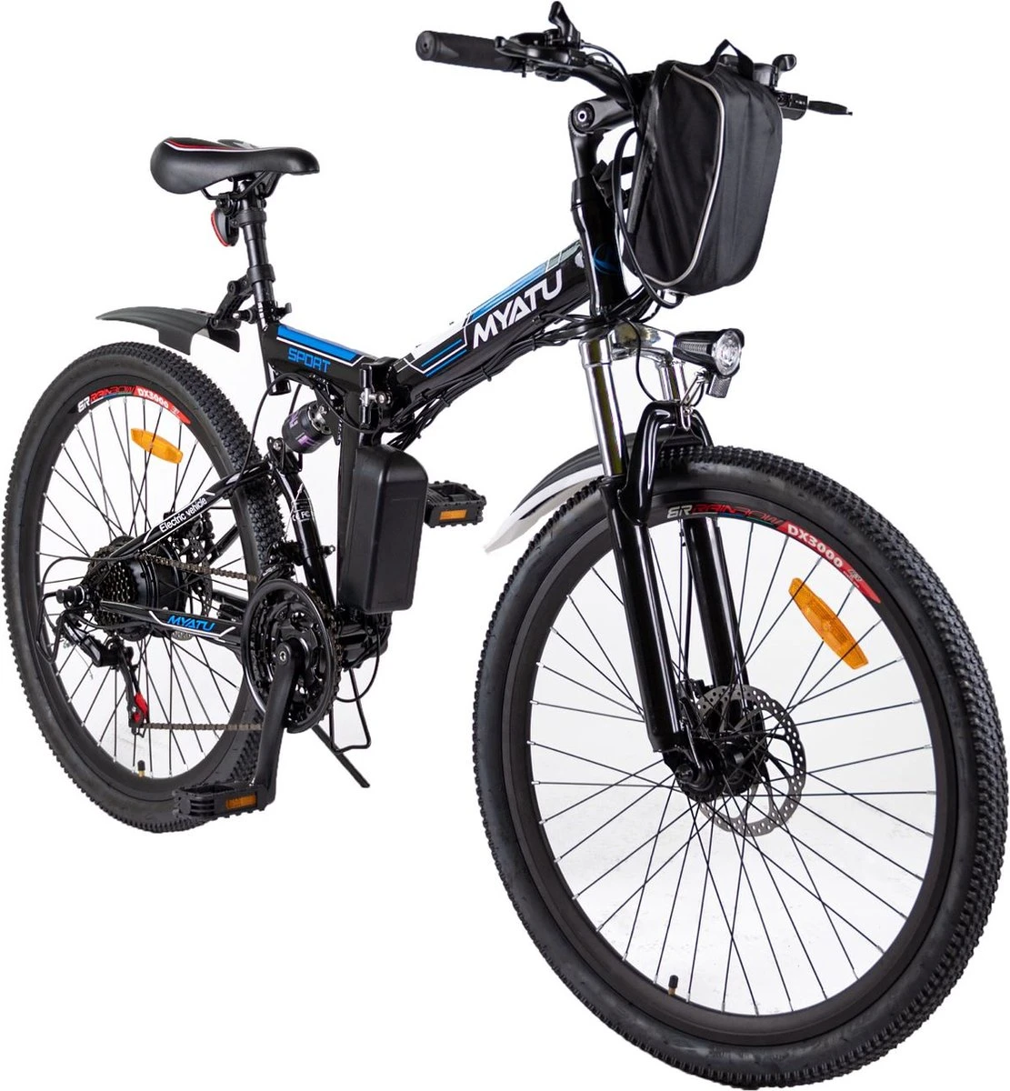 Myatu E-Bike 26-inch E-bike Voor Vrouwen En Mannen, Mountainbike Elektrische Fiets Met 36V 10.4AH Accu En Shimano 21 Versnellingen, 21 Versnellingen, Derailleur, 250 W-Zwart En Blauw 10 Myatu E-Bike 26-inch E-bike Voor Vrouwen En Mannen, Mountainbike Elektrische Fiets Met 36V 10.4AH Accu En Shimano 21 Versnellingen, 21 Versnellingen, Derailleur, 250 W-Zwart En Blauw - Afbeelding 8