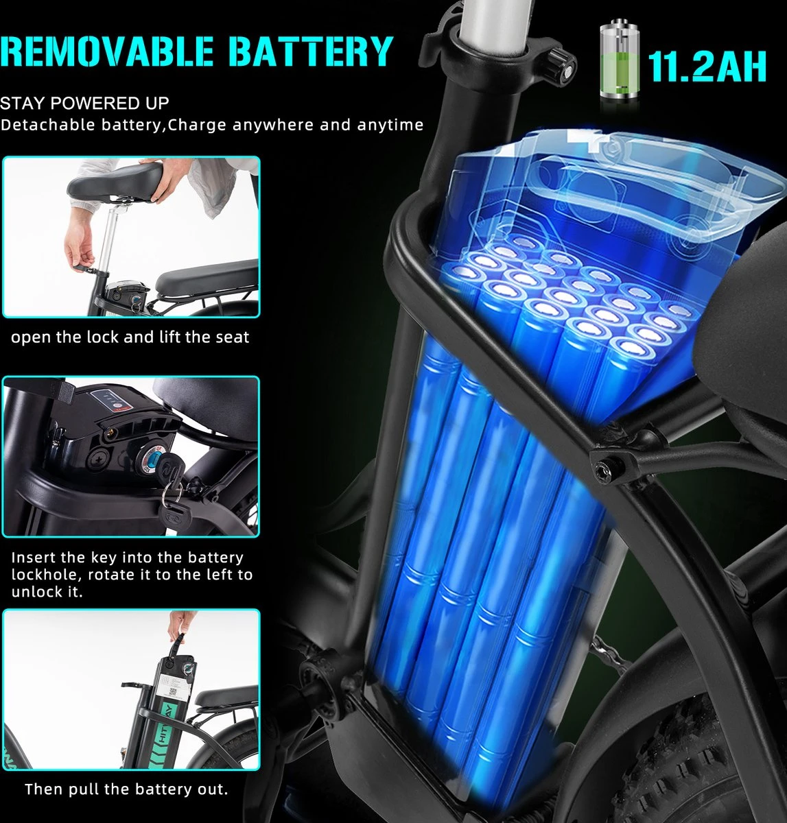 Hitway BK6 Elektrische Fiets | Opvouwbare E-bike | 20 Inch Fat Tire | 350W Motor | 10Ah | Zwart/Groen 4 Hitway BK6 Elektrische Fiets | Opvouwbare E-bike | 20 Inch Fat Tire | 350W Motor | 10Ah | Zwart/Groen - Afbeelding 2