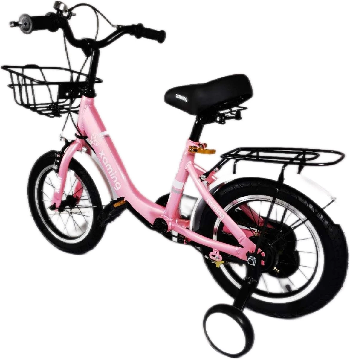 Kinderfiets -14 Inch Kinderfiets -vanaf 3-5 Jaar Jongens En Meisjes Fietsen -Terugtrap -Rem -Stabilisatoren(2 Zijwieltjes)-Mandje - Achterbank-de Bel-Roze 4 Kinderfiets -14 Inch Kinderfiets -vanaf 3-5 Jaar Jongens En Meisjes Fietsen -Terugtrap -Rem -Stabilisatoren(2 Zijwieltjes)-Mandje - Achterbank-de Bel-Roze - Afbeelding 2