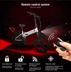 Samebike Elektrische Vouwfiet - Shimano 7 Speed Derailleur - 48V/ 10Ah Lithium Batterij - Aluminium -sportief/modern - 35km/u - Wit -Beste Fietsen Winkel 1185x1200