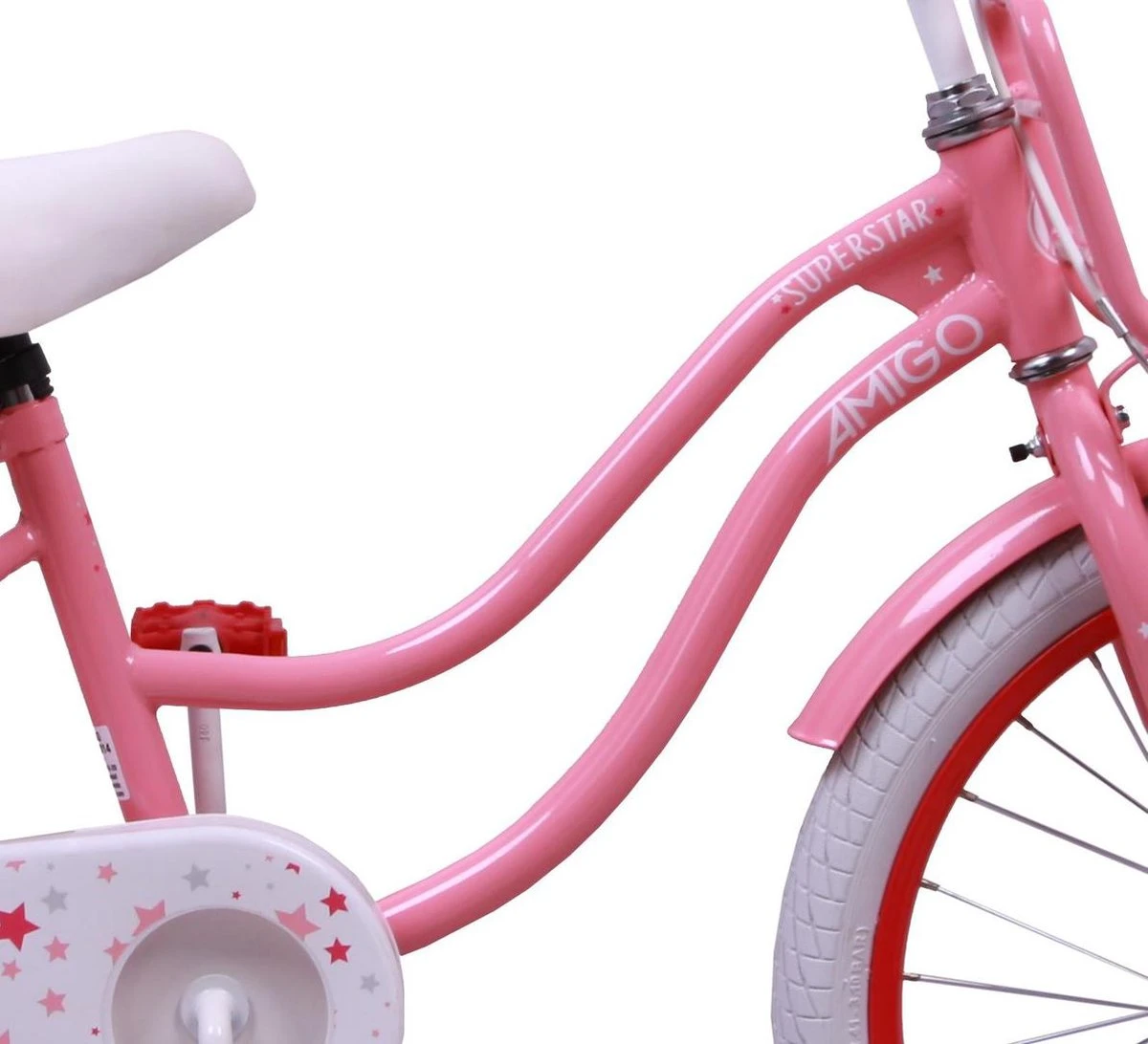 Amigo Superstar Meisjesfiets - Kinderfiets 20 Inch - Roze 4 Amigo Superstar Meisjesfiets - Kinderfiets 20 Inch - Roze - Afbeelding 2