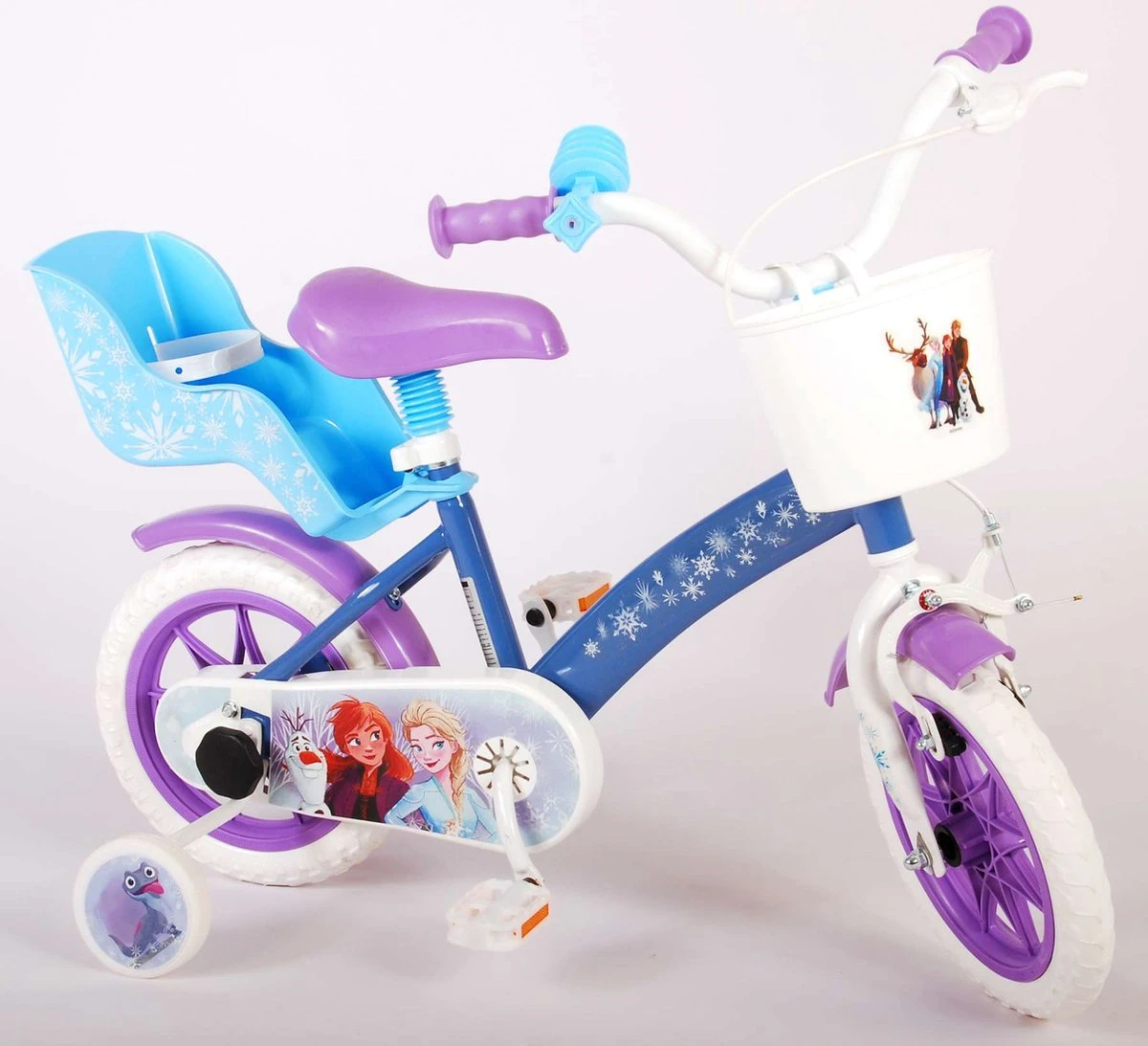 Volare Disney Frozen Kinderfiets - Meiden - 12 Inch - Blauw Paars - Doortrapsysteem 16 Volare Disney Frozen Kinderfiets - Meiden - 12 Inch - Blauw Paars - Doortrapsysteem - Afbeelding 14