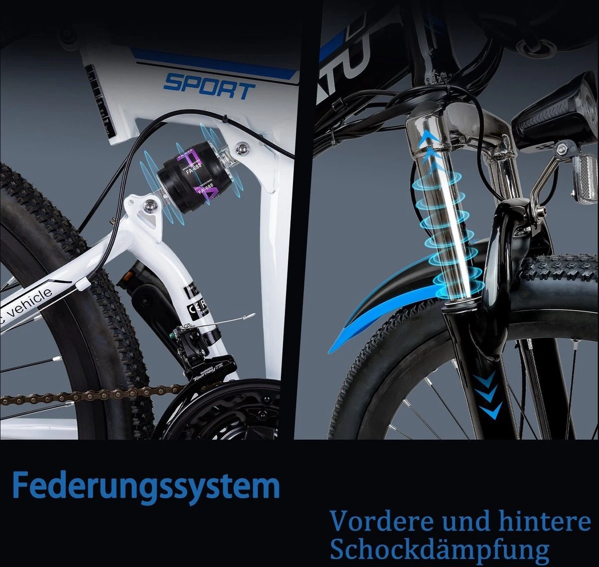 Myatu E-Bike 26-inch E-bike Voor Vrouwen En Mannen, Mountainbike Elektrische Fiets Met 36V 10.4AH Accu En Shimano 21 Versnellingen, 21 Versnellingen, Derailleur, 250 W-Zwart En Blauw 4 Myatu E-Bike 26-inch E-bike Voor Vrouwen En Mannen, Mountainbike Elektrische Fiets Met 36V 10.4AH Accu En Shimano 21 Versnellingen, 21 Versnellingen, Derailleur, 250 W-Zwart En Blauw - Afbeelding 2