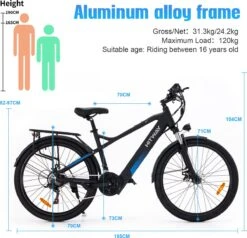 Hitway Elektrische Fiets Off-Road | Electric Mountain Bike | E-bike | 250W Motor | 26 Inch | Zwart -Beste Fietsen Winkel 1200x1155
