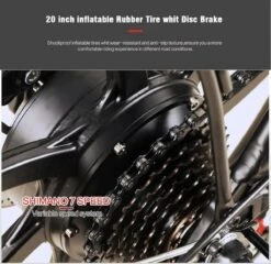 Samebike Elektrische Vouwfiet - Shimano 7 Speed Derailleur - 48V/ 10Ah Lithium Batterij - Aluminium -sportief/modern - 35km/u - Wit -Beste Fietsen Winkel 1200x1167