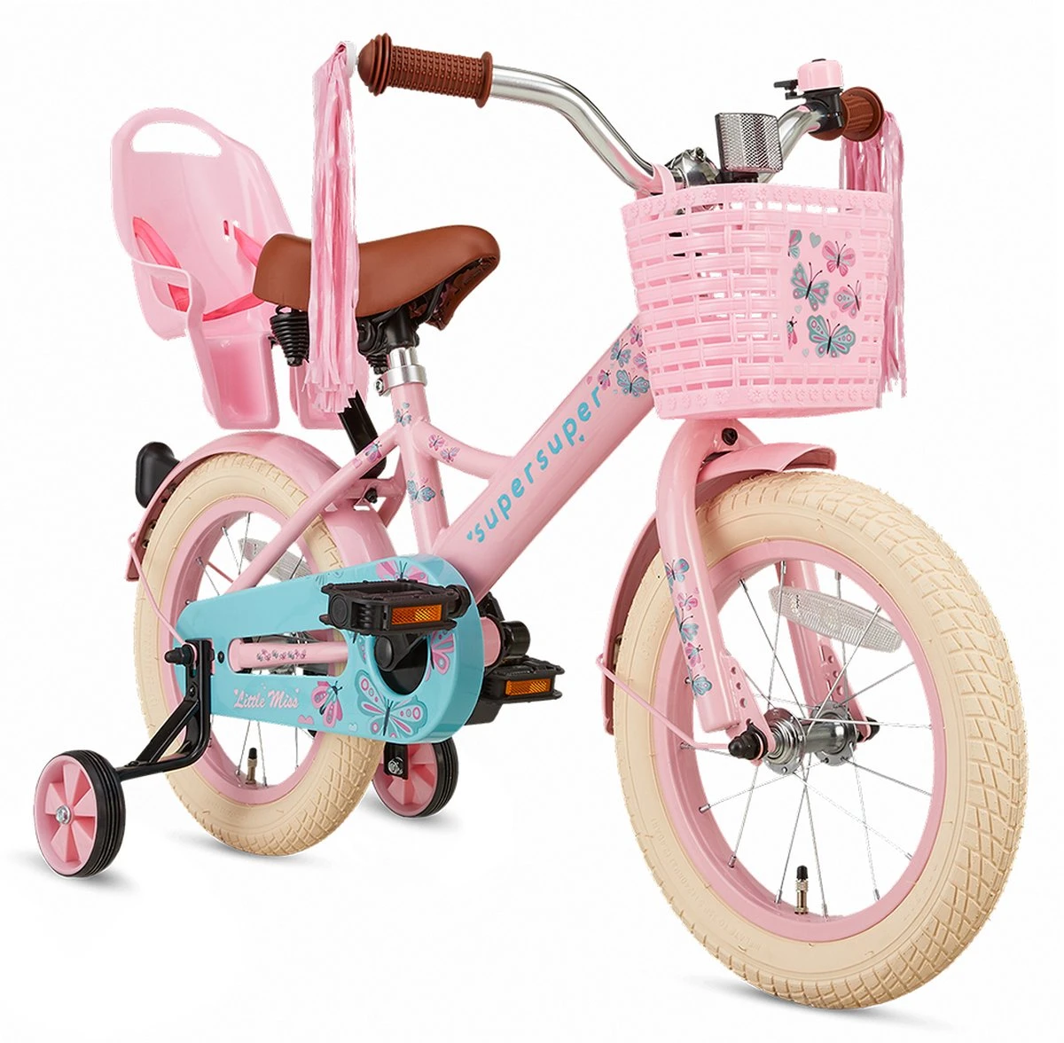 Supersuper Little Miss - Kinderfiets - Meisjesfiets - 14 Inch - Roze 4 Supersuper Little Miss - Kinderfiets - Meisjesfiets - 14 Inch - Roze - Afbeelding 2