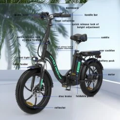 HITWAY E-Bike Elektrische Fiets 20 Inch Fat Tire E-Bicycle Vouwfiets, 250 W, 11,2 Ah Accu, Max. Bereik Tot 35-90 Km, Offroad-mountainbike Met Shimano 7-versnellingen, City EBike Met Slot,Groen Zwart -Beste Fietsen Winkel 1200x1200 63