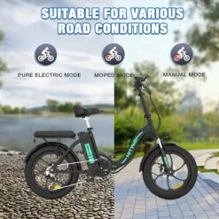 HITWAY E-Bike Elektrische Fiets 20 Inch Fat Tire E-Bicycle Vouwfiets, 250 W, 11,2 Ah Accu, Max. Bereik Tot 35-90 Km, Offroad-mountainbike Met Shimano 7-versnellingen, City EBike Met Slot,Groen Zwart -Beste Fietsen Winkel 1200x1200 65