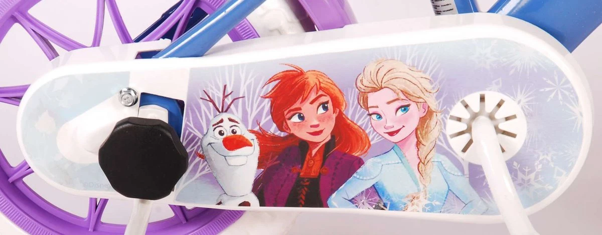 Volare Disney Frozen Kinderfiets - Meiden - 12 Inch - Blauw Paars - Doortrapsysteem 4 Volare Disney Frozen Kinderfiets - Meiden - 12 Inch - Blauw Paars - Doortrapsysteem - Afbeelding 2