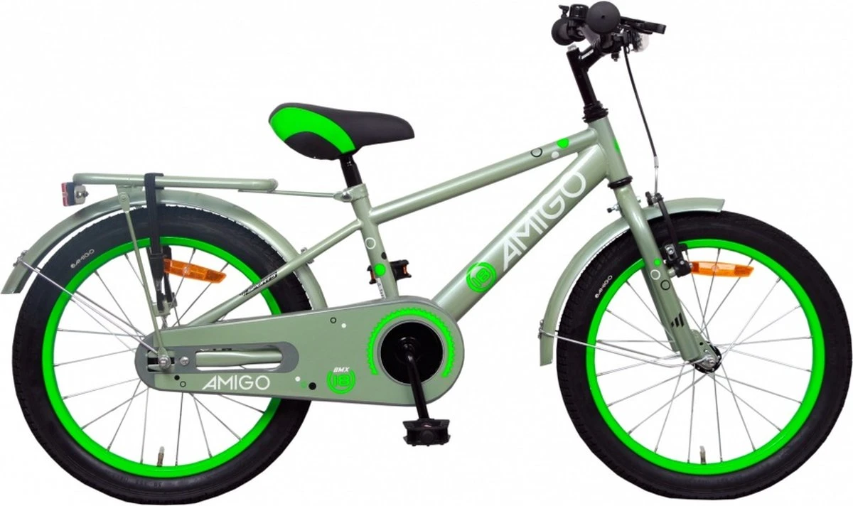Amigo Sports Jongensfiets - Kinderfiets 18 Inch - Grijs/Groen 12 Amigo Sports Jongensfiets - Kinderfiets 18 Inch - Grijs/Groen - Afbeelding 10