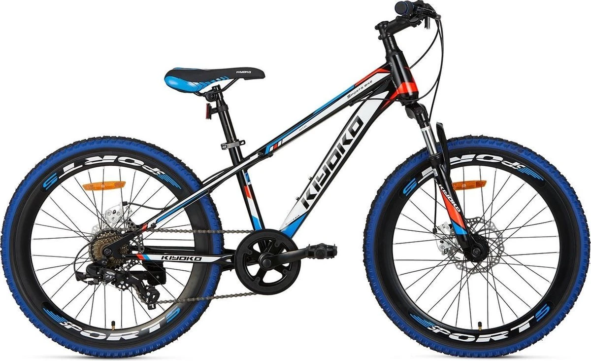 Supersuper Kiyoko Kinder Mountainbike - 7 Versnellingen - 24 Inch - Jongens - Zwart/Blauw 3 Supersuper Kiyoko Kinder Mountainbike - 7 Versnellingen - 24 Inch - Jongens - Zwart/Blauw