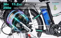 HITWAY 26 Inch E-bike, Elektrische Fiets Voor Heren En Dames, Pedelec Stadsfietsen, 250 W Motor, 36 V/11,2 Ah E-bike, Shimano 7 Versnellingen, 35-90 Km| Wit / Blauw -Beste Fietsen Winkel 1200x742 3