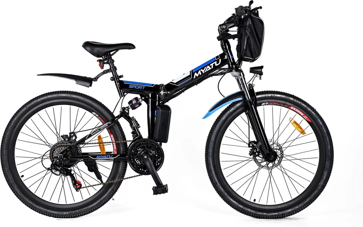 Myatu E-Bike 26-inch E-bike Voor Vrouwen En Mannen, Mountainbike Elektrische Fiets Met 36V 10.4AH Accu En Shimano 21 Versnellingen, 21 Versnellingen, Derailleur, 250 W-Zwart En Blauw 3 Myatu E-Bike 26-inch E-bike Voor Vrouwen En Mannen, Mountainbike Elektrische Fiets Met 36V 10.4AH Accu En Shimano 21 Versnellingen, 21 Versnellingen, Derailleur, 250 W-Zwart En Blauw