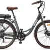 Elektrische Stadsfiets 26 '' (F264) - Stalen Frame - 6 Versnellingen Shimano - Schijfremmen - 10 Ah - Grijs -Beste Fietsen Winkel 1200x776