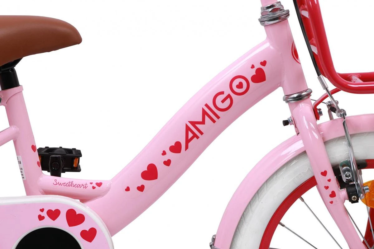 Amigo Sweetheart Meisjesfiets - Kinderfiets 16 Inch - Roze 9 Amigo Sweetheart Meisjesfiets - Kinderfiets 16 Inch - Roze - Afbeelding 7