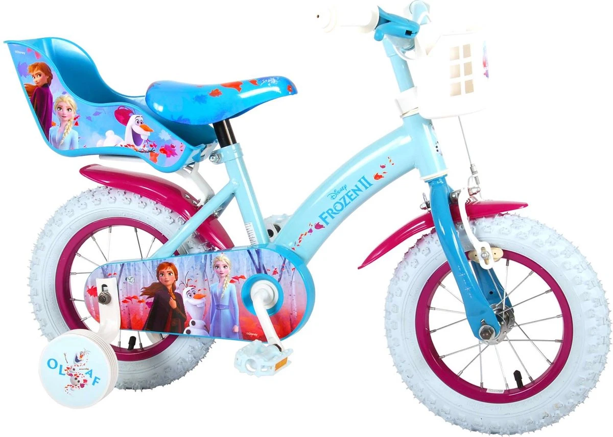 Volare Disney Frozen 2 Kinderfiets - Meisjes - 12 Inch - Blauw/Paars 4 Volare Disney Frozen 2 Kinderfiets - Meisjes - 12 Inch - Blauw/Paars - Afbeelding 2