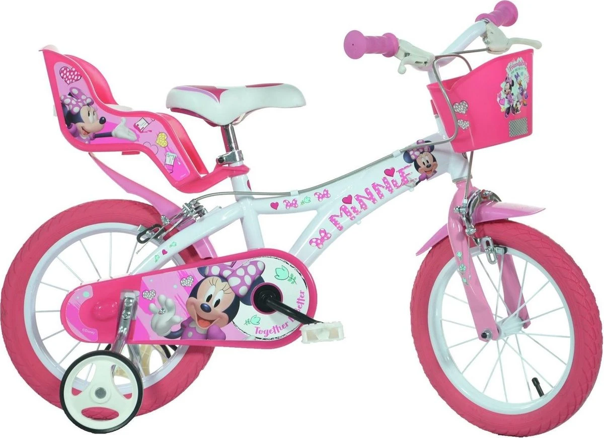 Dino Disney Minnie Mouse - Fiets - Meisjes - Wit;Roze - 16 Inch 2 Dino Disney Minnie Mouse - Fiets - Meisjes - Wit;Roze - 16 Inch