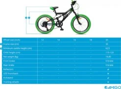 Amigo Fun Ride - Mountainbike 20 Inch - Voor Jongens En Meisjes - Met 7 Versnellingen - Zwart/Groen -Beste Fietsen Winkel 1200x885 3