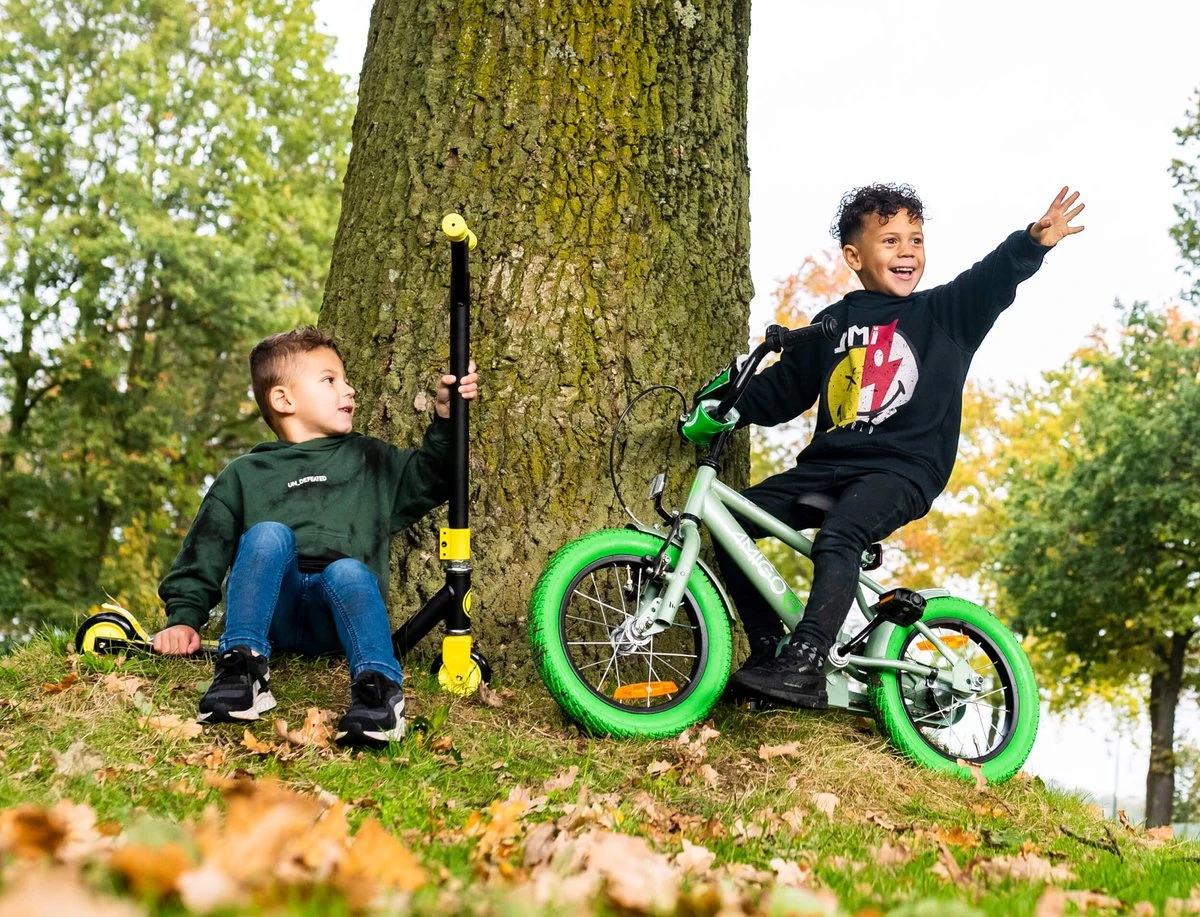 Amigo Sports Jongensfiets - Kinderfiets 18 Inch - Grijs/Groen 13 Amigo Sports Jongensfiets - Kinderfiets 18 Inch - Grijs/Groen - Afbeelding 11
