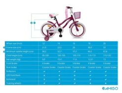 Amigo Flower Meisjesfiets - Kinderfiets 16 Inch - Paars -Beste Fietsen Winkel 1200x920 11