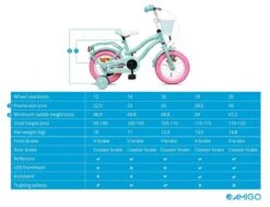 Amigo Lovely Meisjesfiets - Kinderfiets 12 Inch - Turquoise -Beste Fietsen Winkel 1200x920