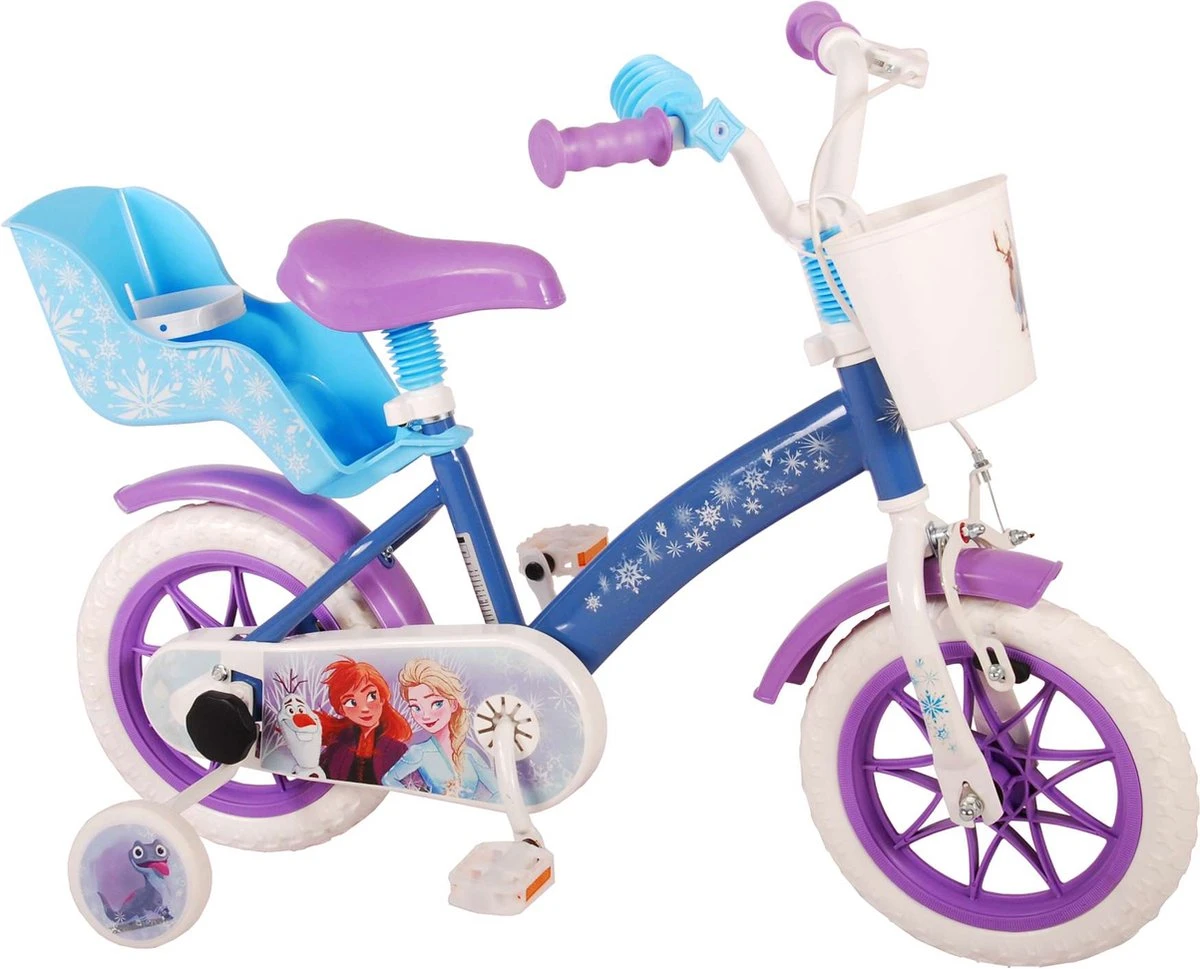 Volare Disney Frozen Kinderfiets - Meiden - 12 Inch - Blauw Paars - Doortrapsysteem 3 Volare Disney Frozen Kinderfiets - Meiden - 12 Inch - Blauw Paars - Doortrapsysteem