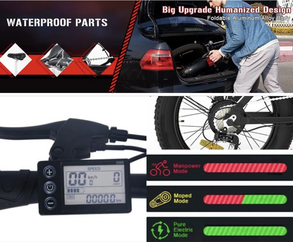 HITWAY E Bike Elektrische Fiets 20 Inch Dikke Band Opvouwbare Elektrische Fiets, 250W/36V/11,2Ah Batterij, Max. Bereik Tot 35-90km, Off-road Mountainbike Met Shimano 7 Versnellingen, Stad EBike Heren Dames 4 HITWAY E Bike Elektrische Fiets 20 Inch Dikke Band Opvouwbare Elektrische Fiets, 250W/36V/11,2Ah Batterij, Max. Bereik Tot 35-90km, Off-road Mountainbike Met Shimano 7 Versnellingen, Stad EBike Heren Dames - Afbeelding 2