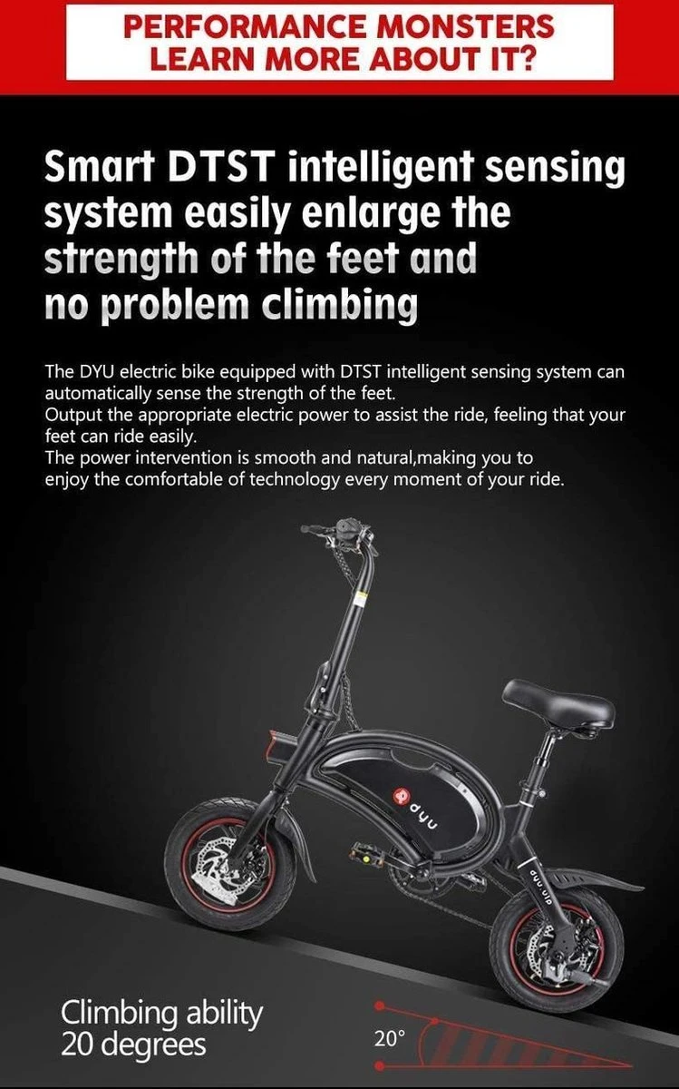 DYU D3F Opvouwbare Elektrische Fiets, Slimme Mountainbike Voor Volwassenen, 240W Aluminiumlegering Fiets Verwijderbare 36V/10Ah Lithium-ion Batterij Met 3 Rijmodi 8 DYU D3F Opvouwbare Elektrische Fiets, Slimme Mountainbike Voor Volwassenen, 240W Aluminiumlegering Fiets Verwijderbare 36V/10Ah Lithium-ion Batterij Met 3 Rijmodi - Afbeelding 6