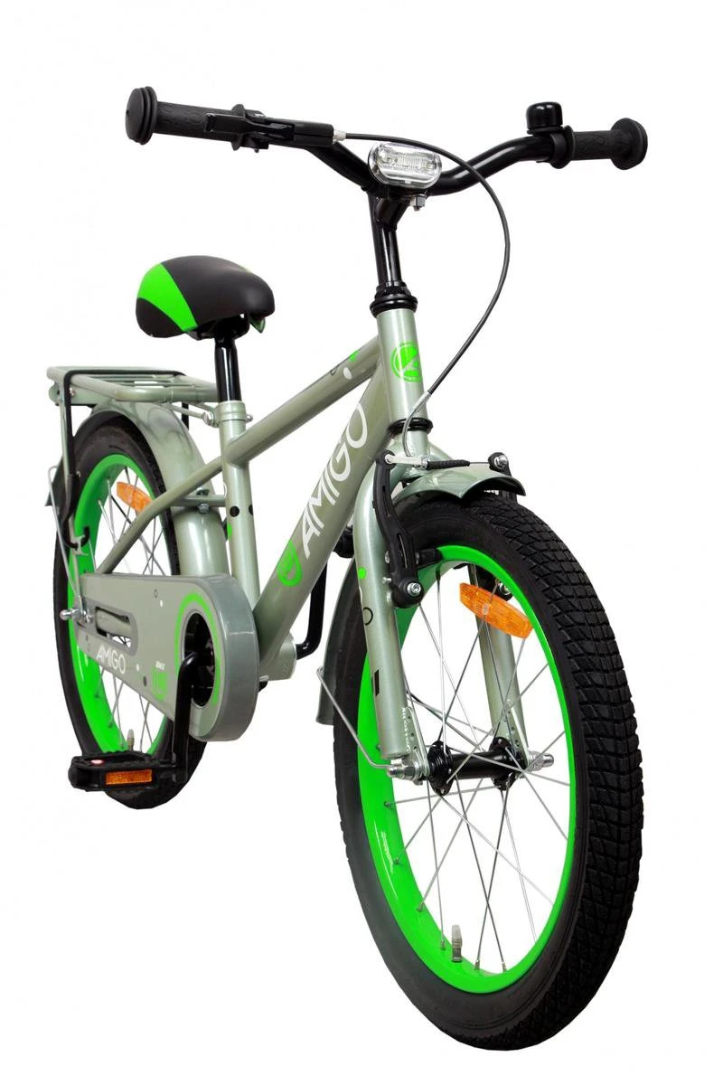 Amigo Sports Jongensfiets - Kinderfiets 18 Inch - Grijs/Groen 4 Amigo Sports Jongensfiets - Kinderfiets 18 Inch - Grijs/Groen - Afbeelding 2