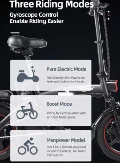 F-Wheel DYU A5 - Elektrische Vouwfiets - E Bike - 14 Inch - 7.5 Ah - 25km/u - Zwart -Beste Fietsen Winkel 888x1200