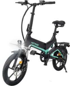 Merkloos Hitway 14F005 Elektrische Fiets E-bike | Opvouwbaar | 250W Motor | 7.5Ah | 16" | Zwart / Groen